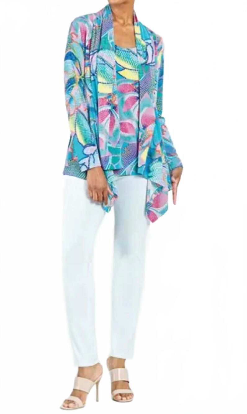 NEW CLARA SUNWOO women's top in twin set in blue multi